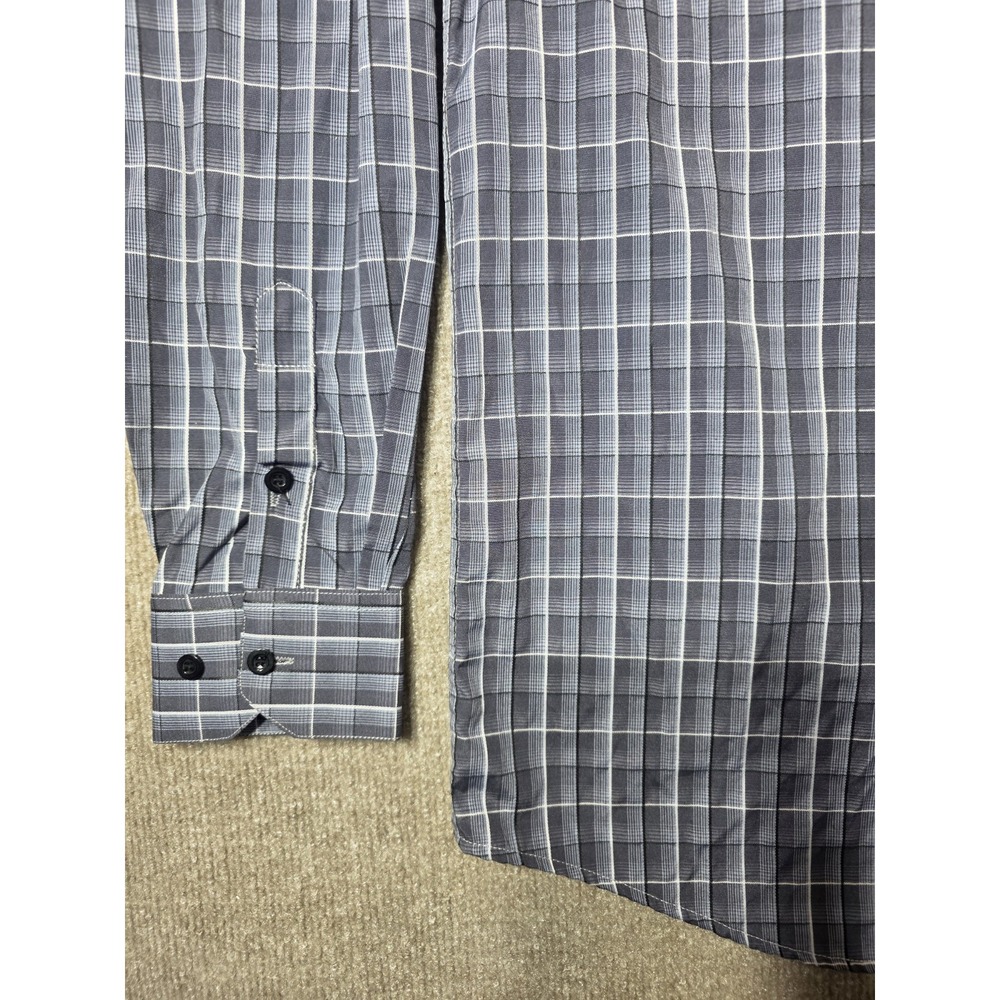 Black Trail Outfitter Men's Medium Gray Plaid Long Sleeve Button Down Shirt - Picture 6 of 13
